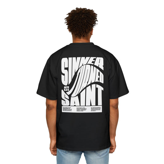 Christian Oversized Heavy Tee - Sinner Turned Saint